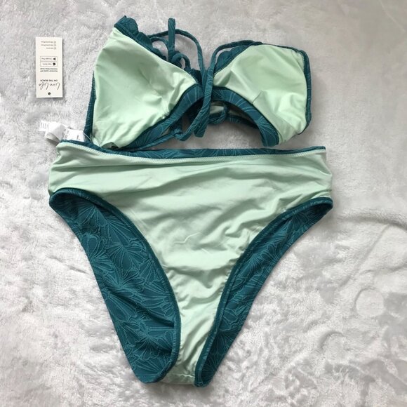 Cupshe Floral Scalloped Top Bikini Set High Waist Bottoms Womens L NEW - Picture 9 of 12